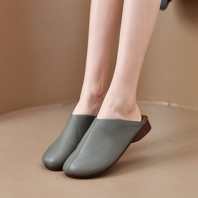 Soft Leather Slip-On Mules