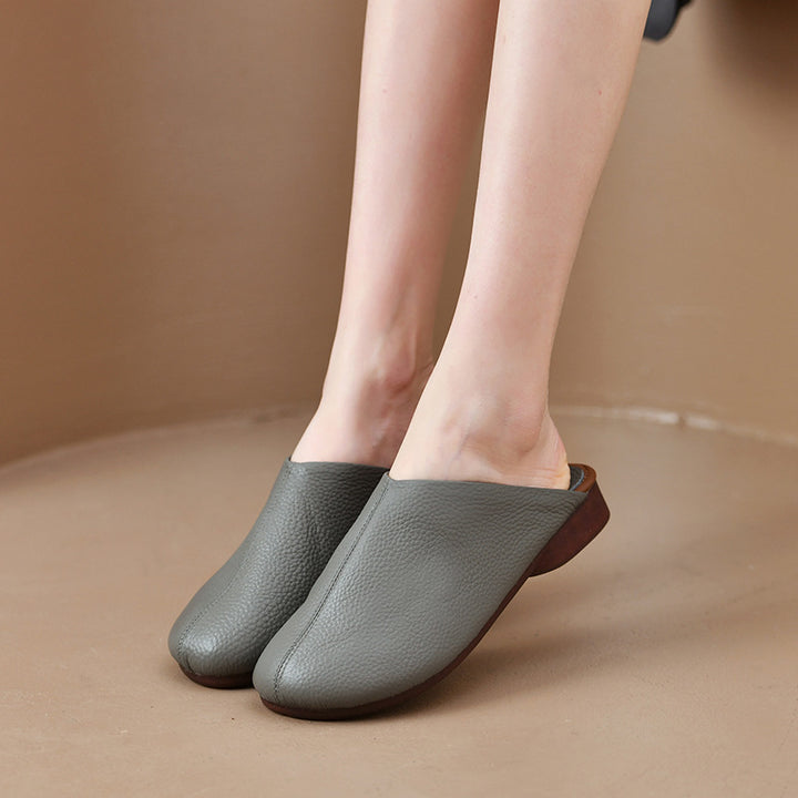 Soft Leather Slip-On Mules