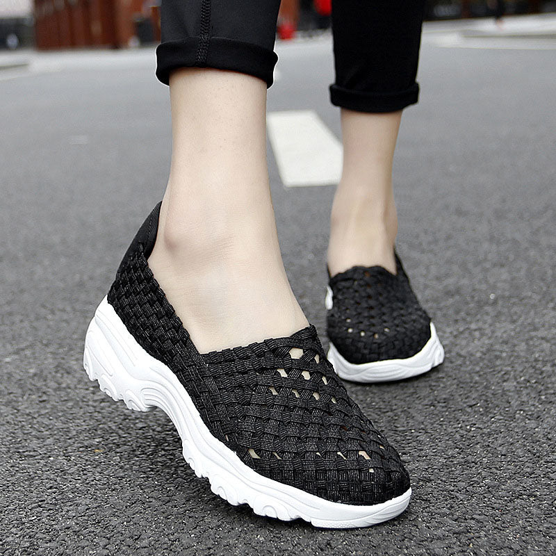 Colorful Woven Platform Slip-On Sneakers