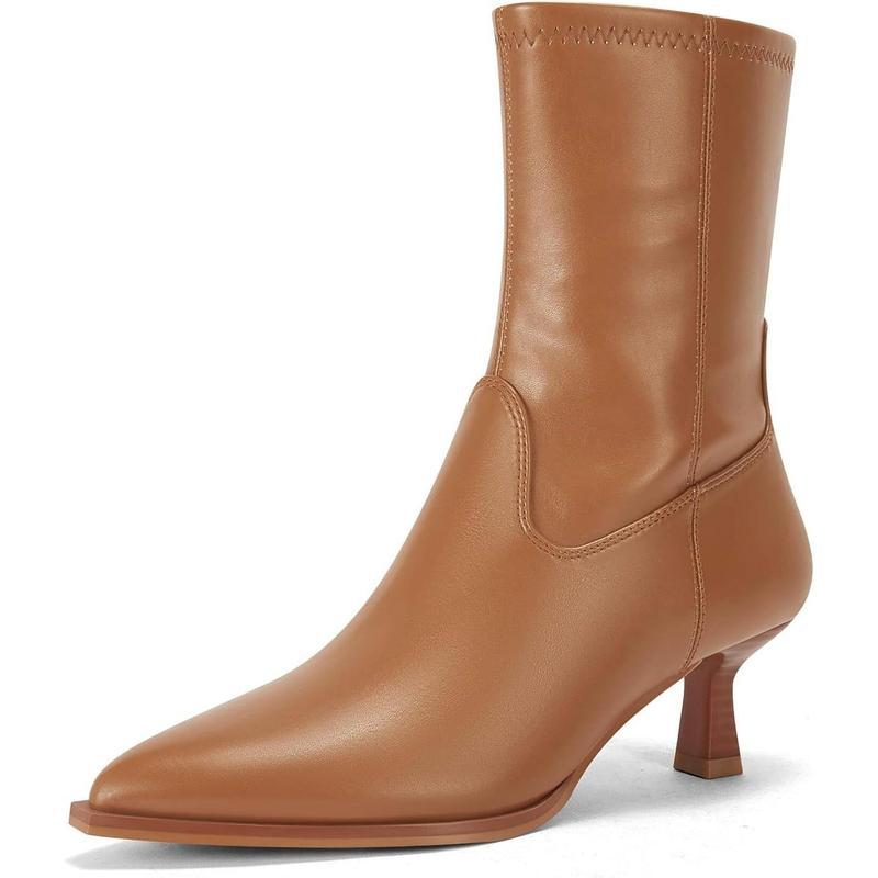 Pointed Toe Suede Stretch Ankle Boots