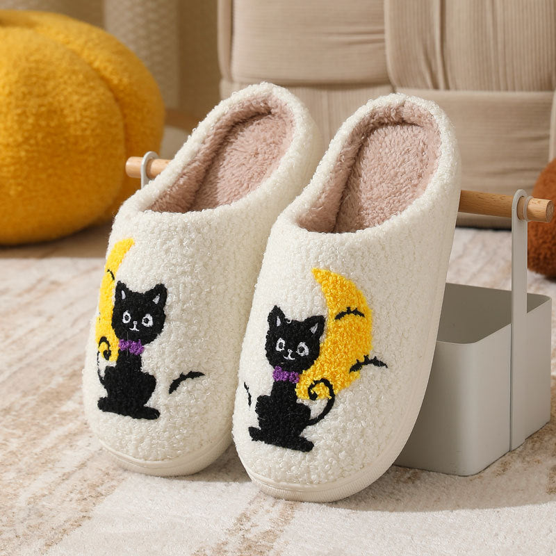 Halloween Pumpkin Plush Slip-On Slippers