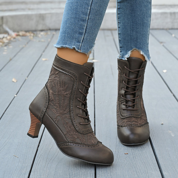 Vintage Lace-Up Brogue Ankle Boots