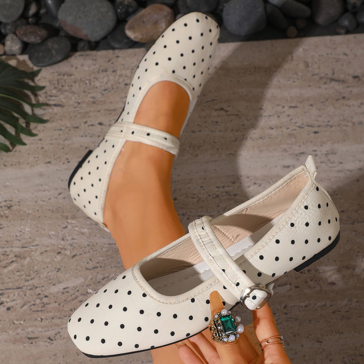 Square Toe Suede Mary Jane Flats