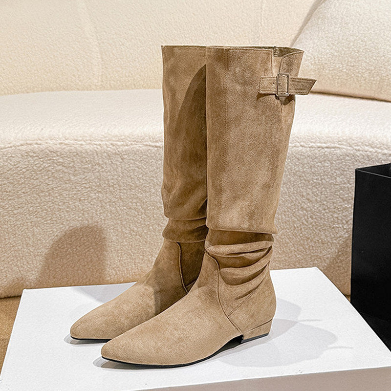 Slouchy Suede Knee-High Boots