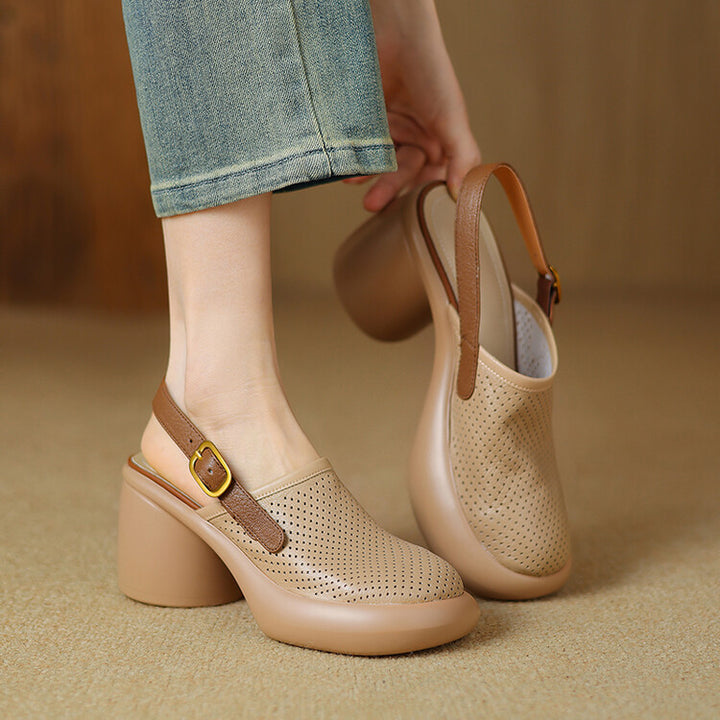 Breathable Perforated Slingback Heels