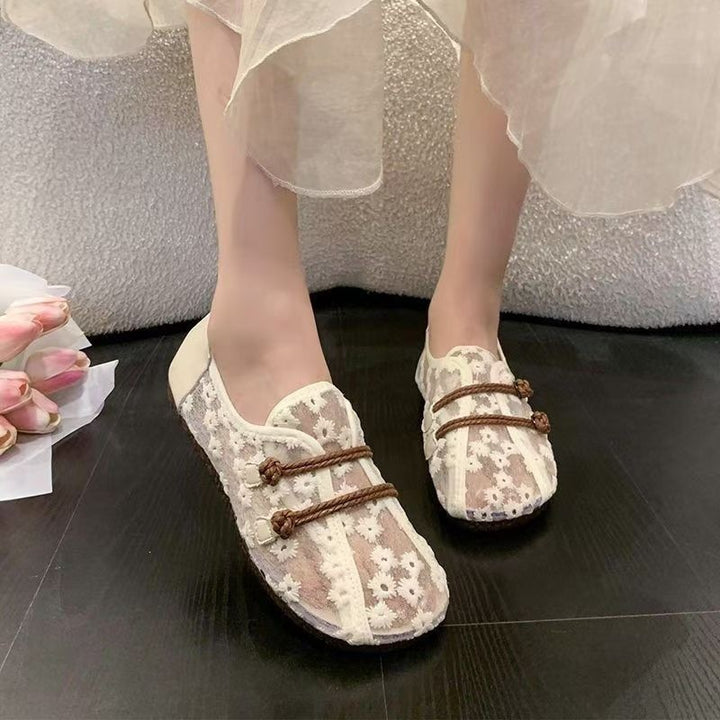 Floral Mesh Comfort Walking Flats