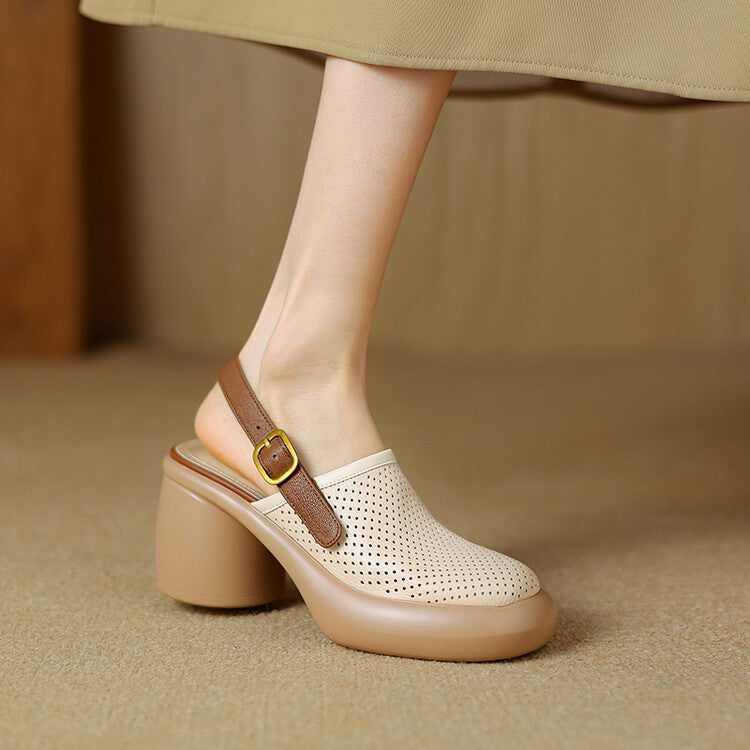 Breathable Perforated Slingback Heels