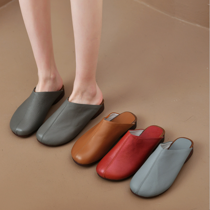 Soft Leather Slip-On Mules