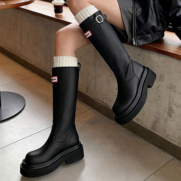 Buckle Platform Mid-Calf Boots