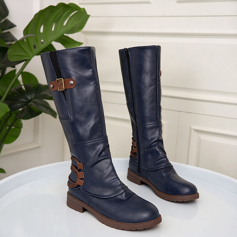 Vintage Lace-Up Mid-Calf Boots