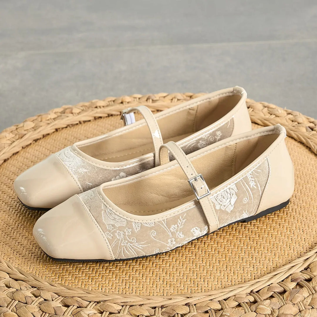 Velvet Mary Jane Flats