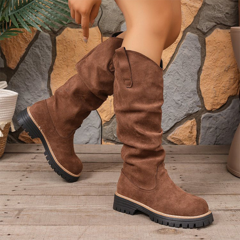 Slouchy Suede Mid-Calf Boots