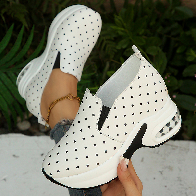 Polka Dot Platform Wedge Slip-On Sneakers