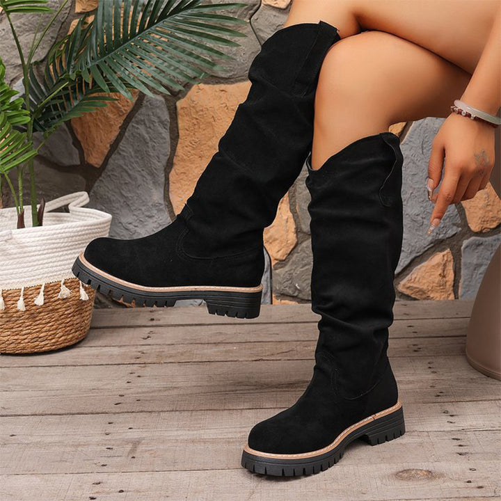 Slouchy Suede Mid-Calf Boots