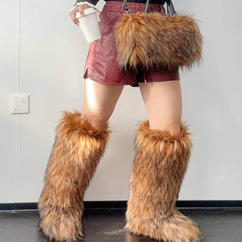 Faux Fur Knee High Winter Boots