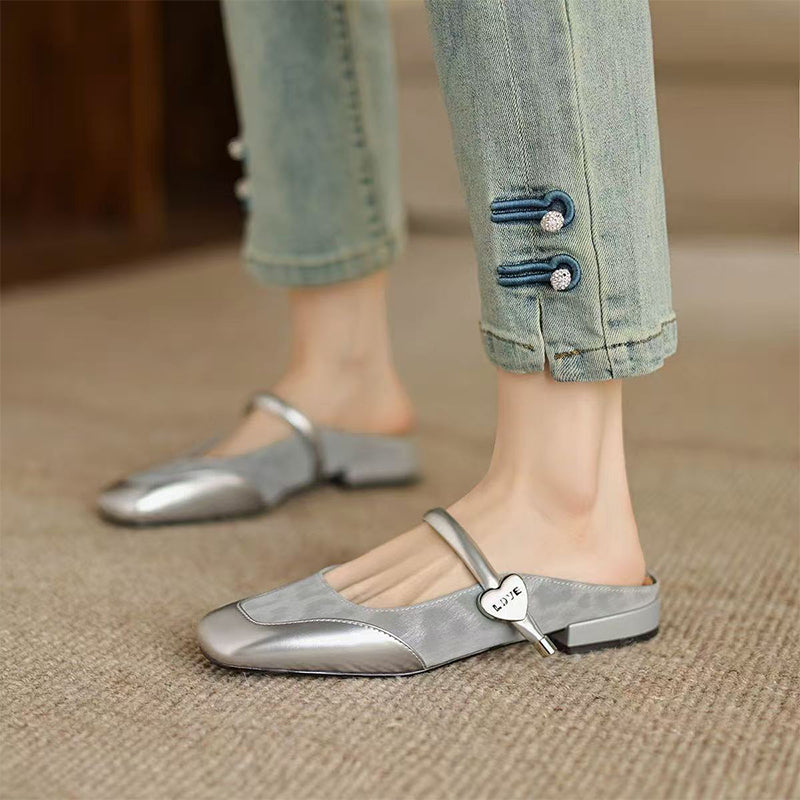 Vintage Two-Tone Mary Jane Mule Flats