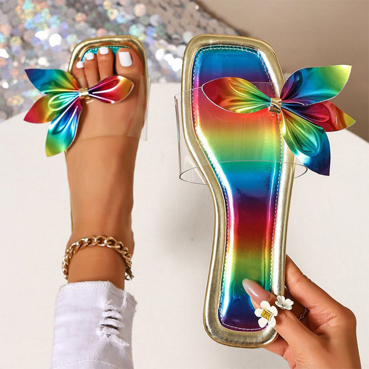 Rainbow Butterfly Clear Flat Sandals