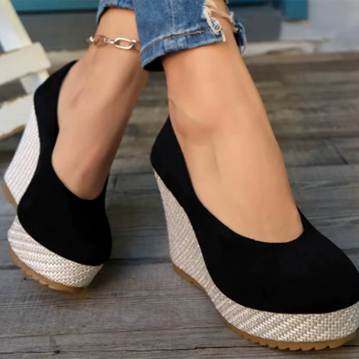 Skull Rose Print Platform Wedge Mary Jane Shoes