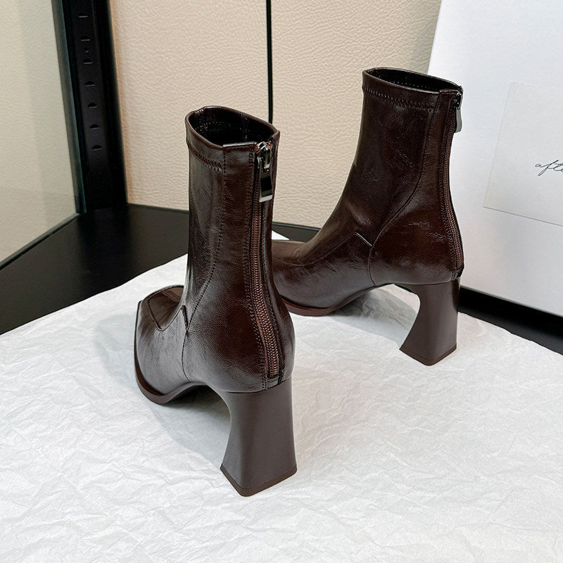 Square Toe Block Heel Ankle Boots