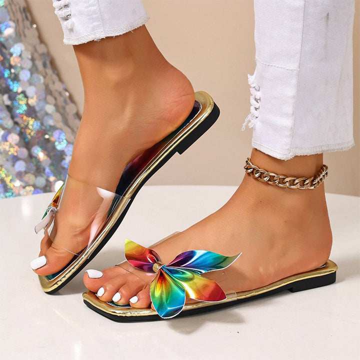 Rainbow Butterfly Clear Flat Sandals