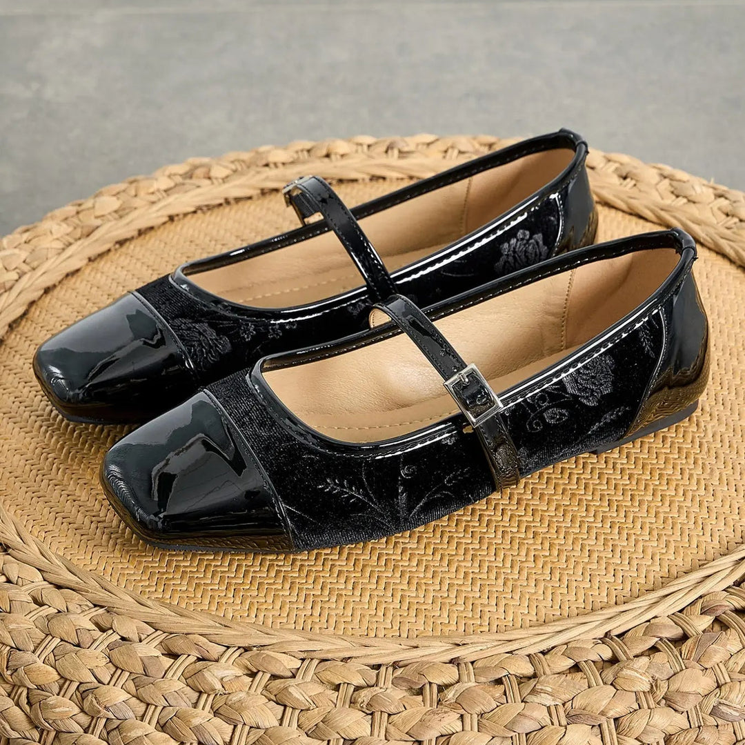 Velvet Mary Jane Flats