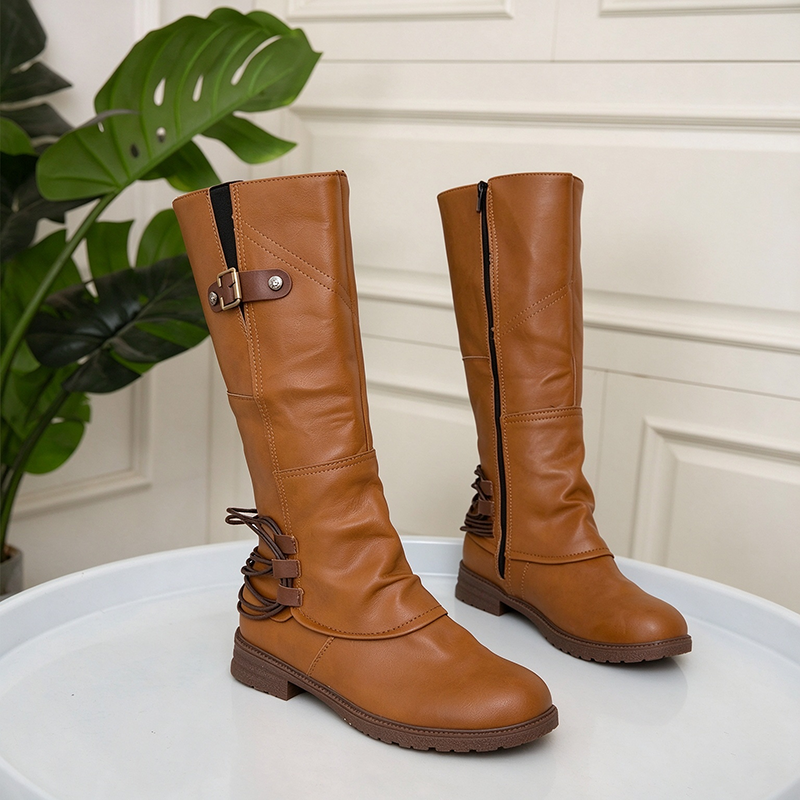 Vintage Lace-Up Mid-Calf Boots