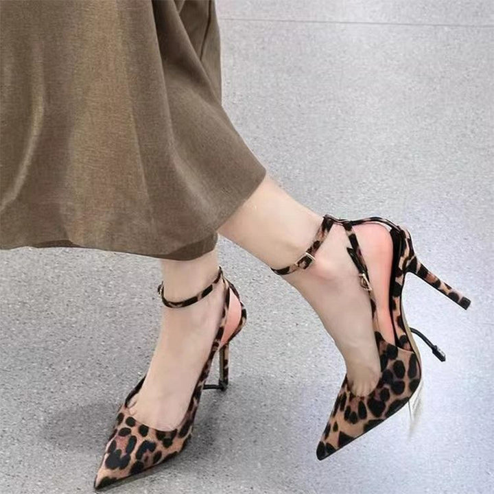 Leopard Print Pointed Toe Slingback Heels