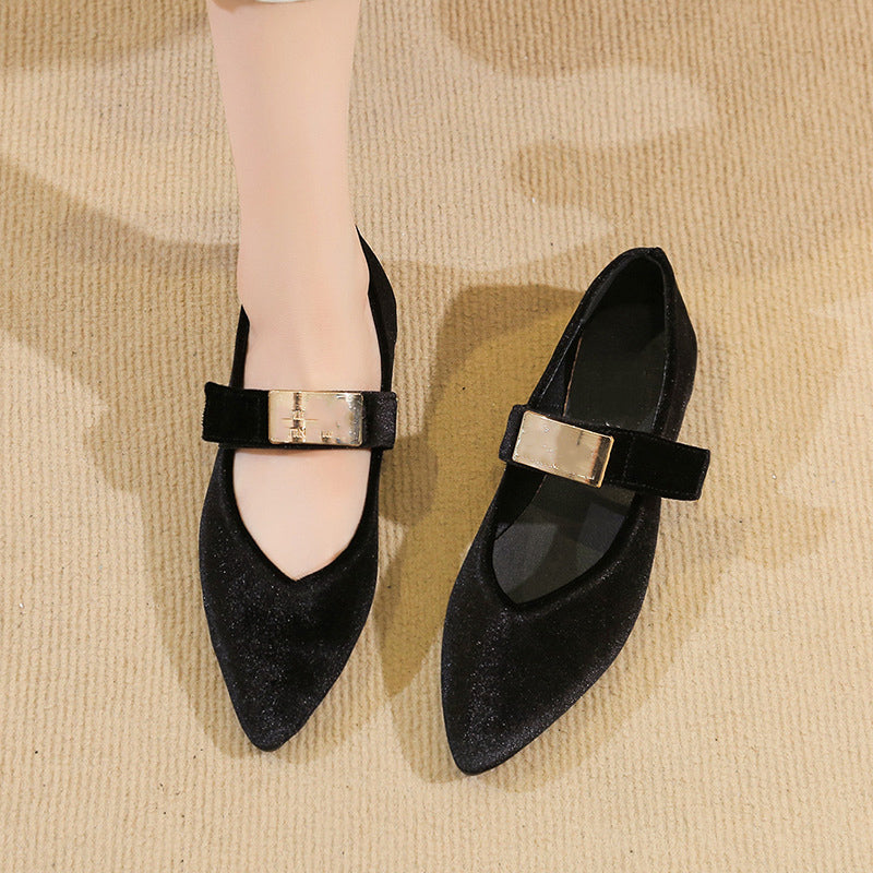 Purple Velvet Mary Jane Flats