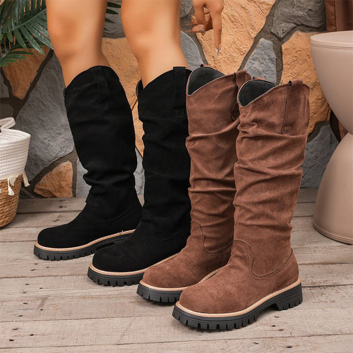 Slouchy Suede Mid-Calf Boots