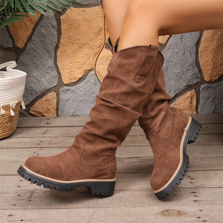 Slouchy Suede Mid-Calf Boots