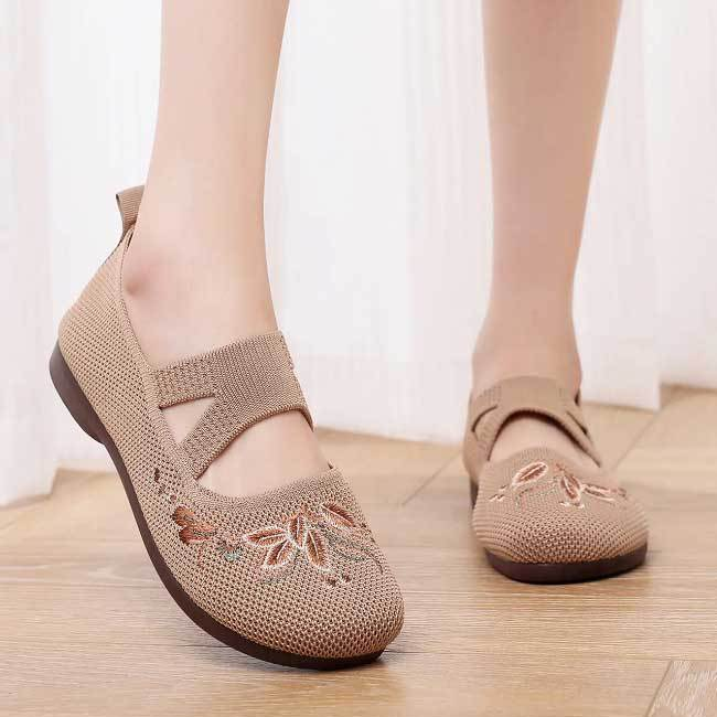 Floral Embroidered Mesh Mary Jane Flats