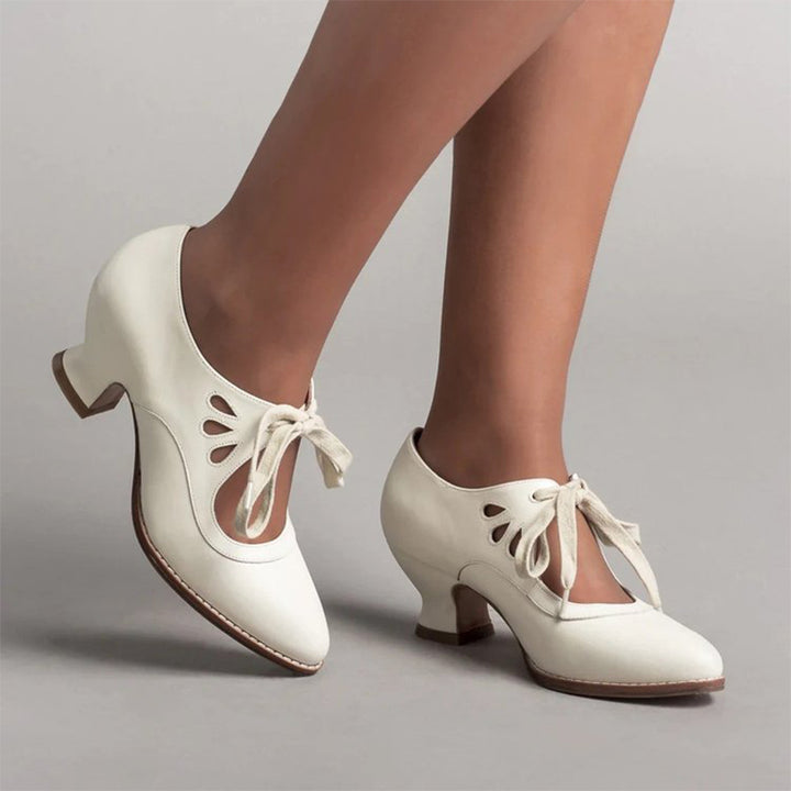 Vintage Cut-Out Lace-Up Pumps