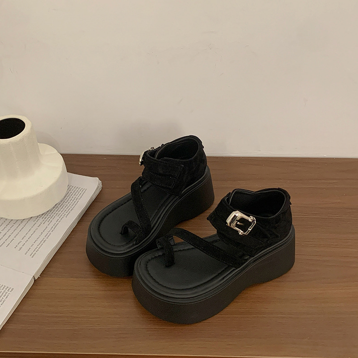 Chunky Platform T-Strap Flat Sandals