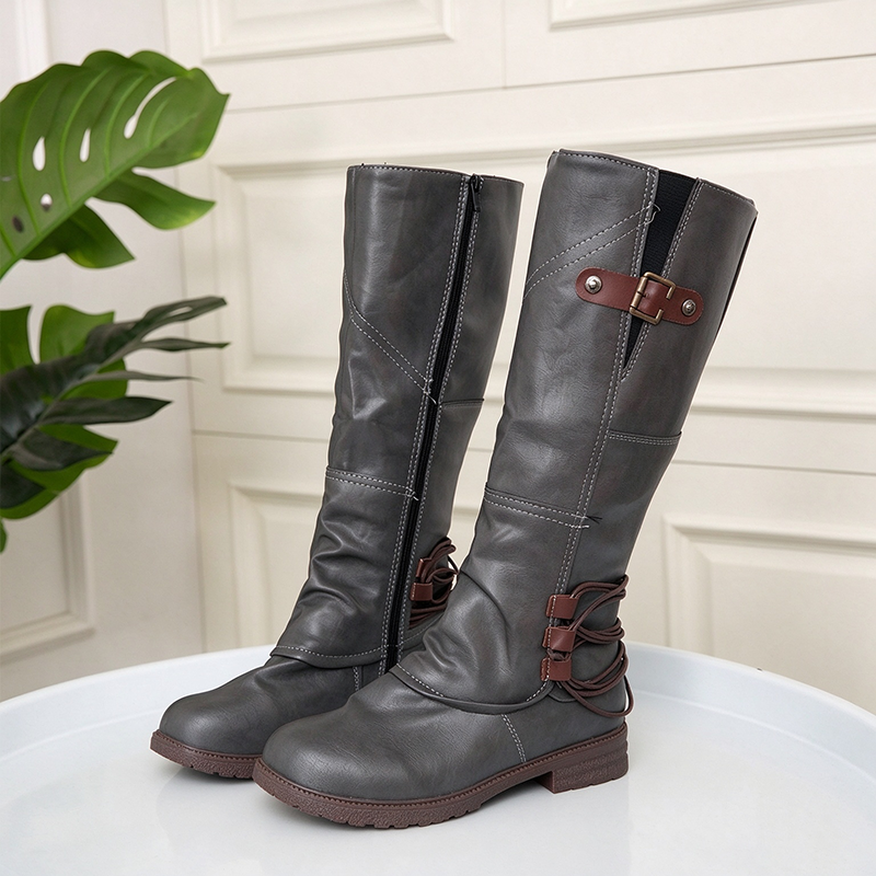 Vintage Lace-Up Mid-Calf Boots