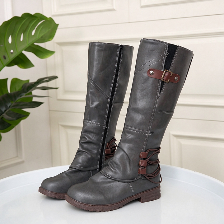 Vintage Lace-Up Mid-Calf Boots