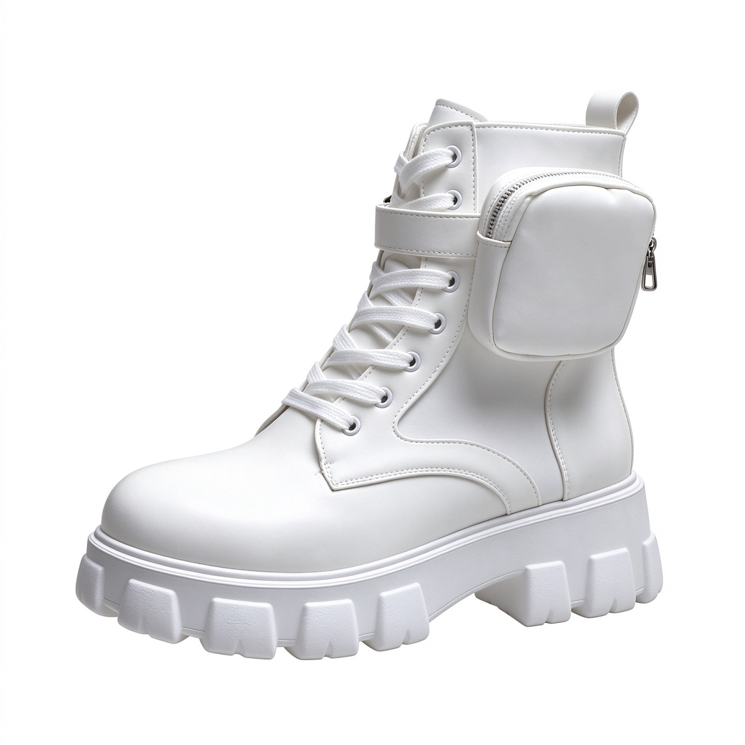 Fashion Chunky Platform Lace-Up Ankle Boots