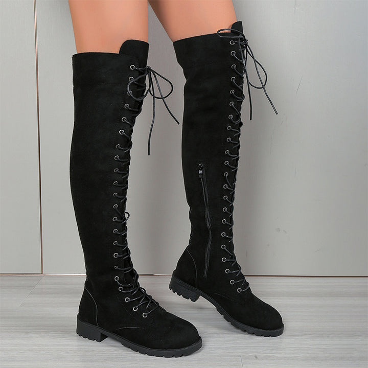 Lace-Up Over-the-Knee Combat Boots