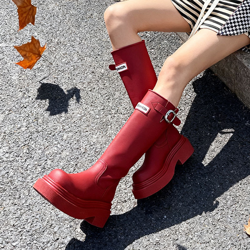 Buckle Platform Mid-Calf Boots